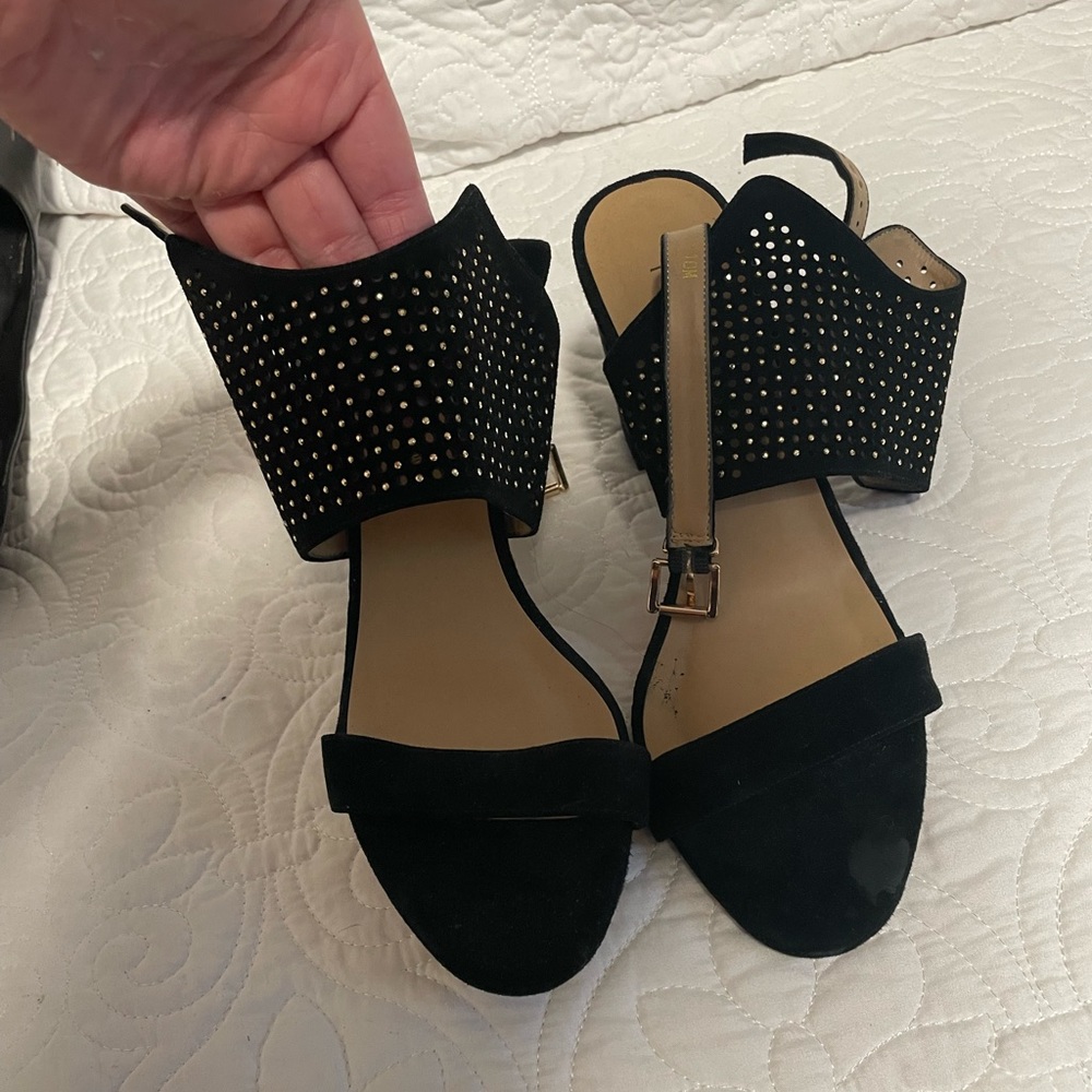 Norman Marcus Black/Gold Wedges 9.5